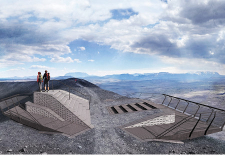 Cantilevered Steel Decks Over Volcanic Crater With Durable Concrete Elements  