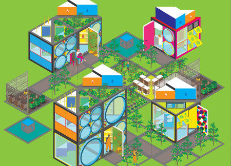 Compact Living With Integrated Rainwater Collection and Community Engagement  