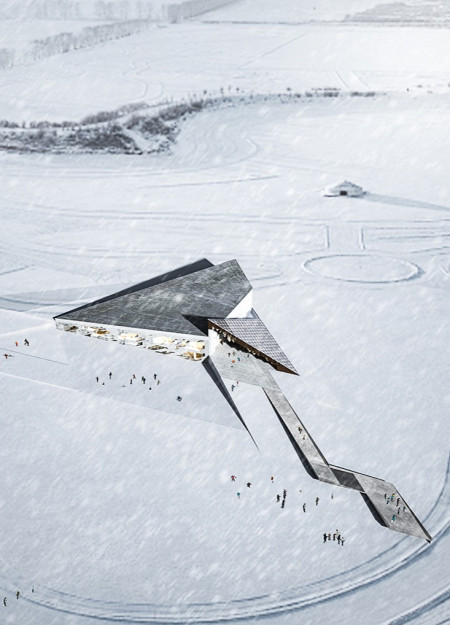 Cavernous Design with Aluminum and Concrete Integration for Cinematic Experience