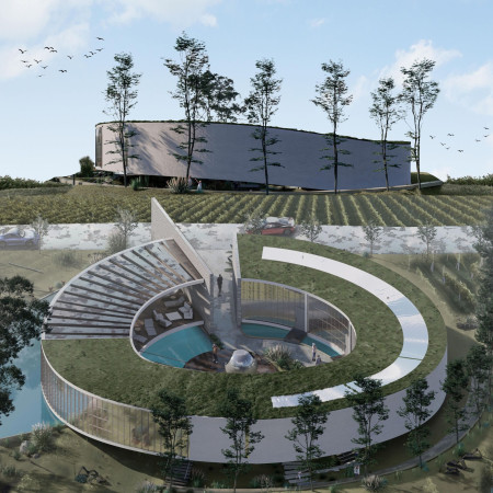 Grape-Shaped Structures with Green Terraces Promoting Community Living