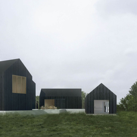 Blackened Timber Cladding and Central Garden in a Flexible Artistic Workspace