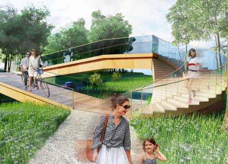 Braid-Inspired Footbridge Featuring Metal Space Frame and Intertwining Paths