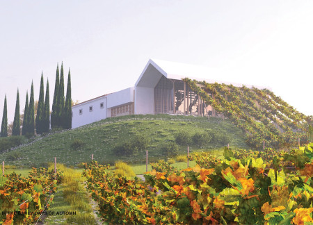 Rammed Earth Winery With Panoramic Views in Sustainable Landscape  