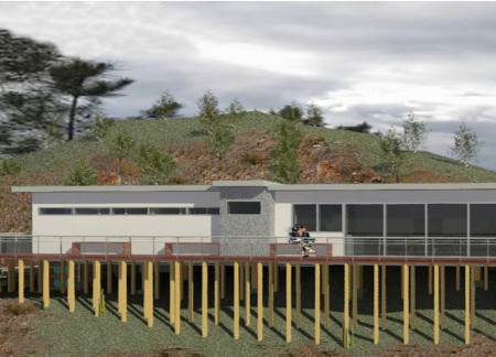 Elevated Timber Structures Integrated With a Canopy Walkway and Sunken Garden