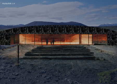 Earth-Covered Pavilion Integrating Volcanic Stone and Panoramic Views for Cinematic Experience