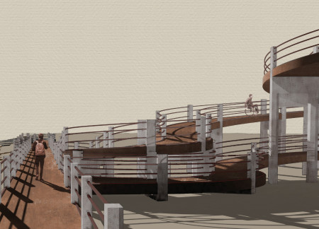 Spiral Viewpoints and Corrugated Metal Along a Geological Fault  