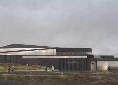 Geothermal Retreat Surrounded By Black And White Landscapes
