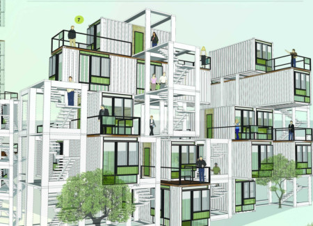Container Living Solutions Enhanced by Micro Gantries  