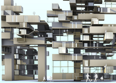 Green Roof and Adjustable Ceiling in Compact Community Living  