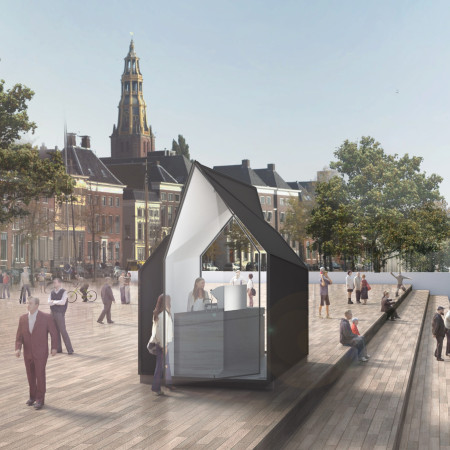 Mobile Coffee Venue Featuring Mirrored Openings and Barista Station