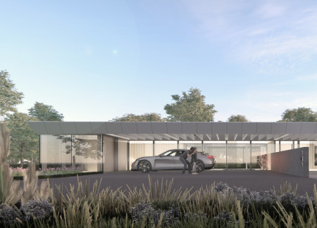 Biophilic Integration of Precast Concrete and Large Glass Surfaces in Modular Residential Design  
