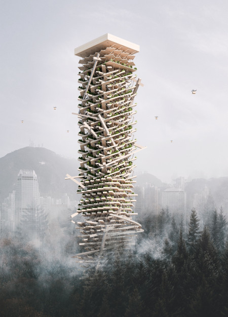 Vertical Green Spaces Enhanced by Tensegrity Structures