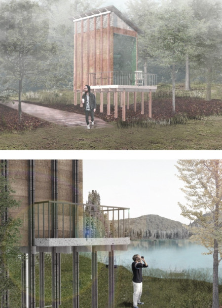 Elevated Cabin With Natural Wood and Tranquil Views Overlooking Zvannieku Lake