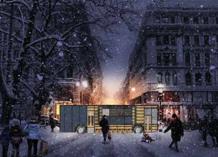 Solar-Powered Café With Flexible Multilevel Seating  