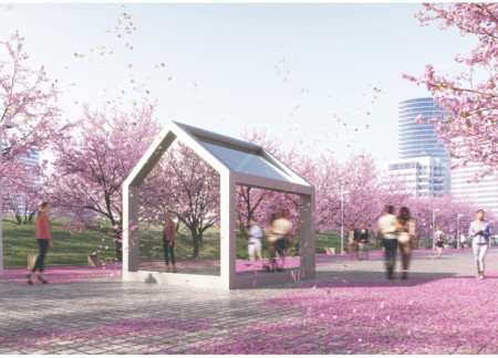 Translucent Retreats Enhanced by E-TransFlector Technology for Urban Serenity