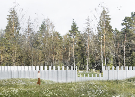Curved Niches and White Gravel Shaping a Reflective Memorial Space  