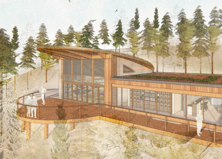 Rammed Earth Walls and Eucalyptus Structure in a Nature-Connected Yoga Space  