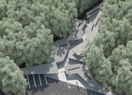 Flowing Geometries Within Natural Landscapes in a Visitor Center Experience  