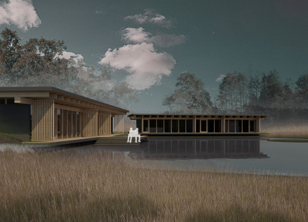 Clay Walls and Green Spaces in a Community Focused Retreat  