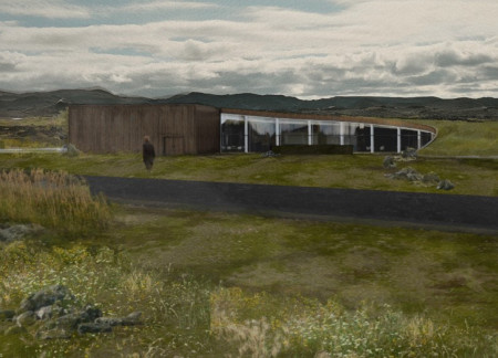 Turf Roof and Circular Columns Creating Connection to Icelandic Landscape