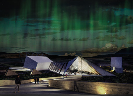 Prismatic Structure with Sunken Spaces and Green Roof  