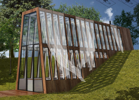 Cleansing Spaces With Wood and Glass for Mindful Meditation  