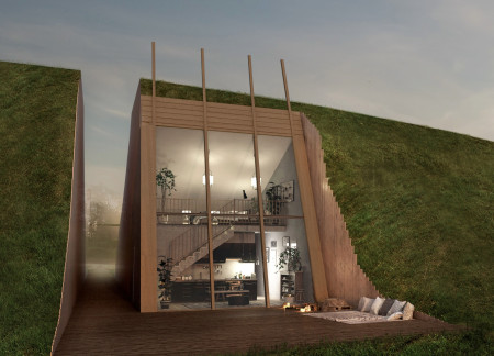 Huts Buried in Earth Forming a Community Retreat in the Latvian Landscape