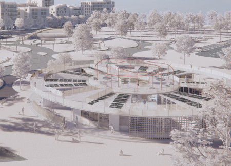 Curved Geometry and Flexible Spaces in an Urban Workspace  