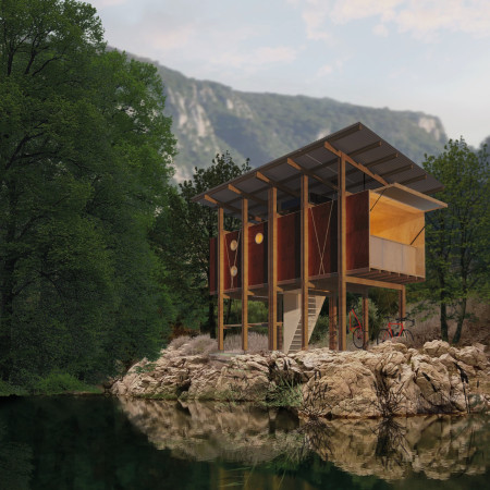 A Sustainable Timber Shelter with Recycled Water System and Modular Sleeping Pods