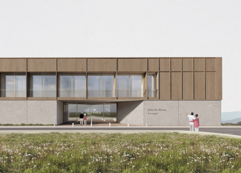 Charred Wooden Shingles Complementing Laminated Timber in a Community-Centric Elderly Home
