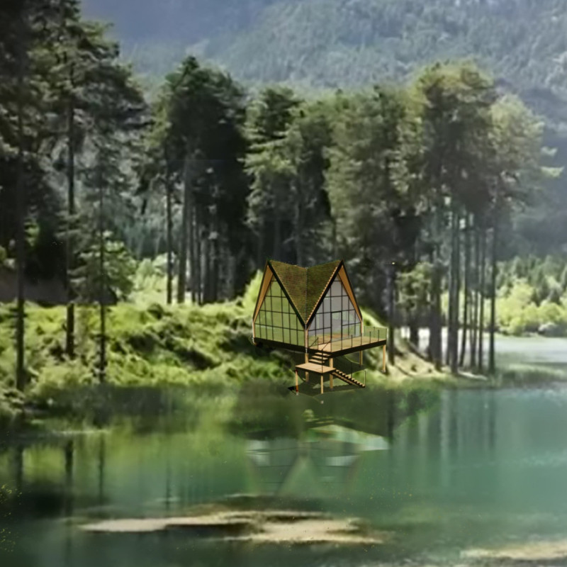 Pyramid Roof Design Featuring Rainwater Harvesting and Sustainable Timber Construction