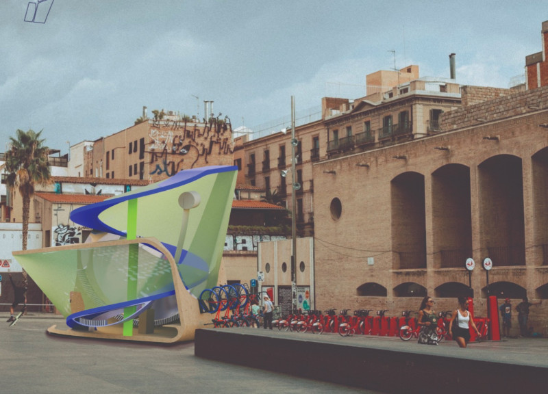 Curvilinear Structure Embracing Natural Wood Panels With Interactive Community Functions