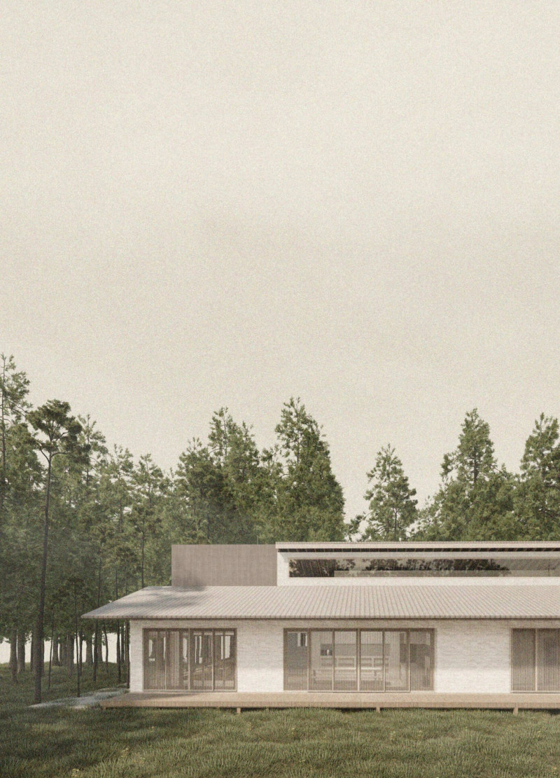 Natural Ventilation Emphasized Through Zinc Roofing and Clay Walls in a Sustainable Guest House  