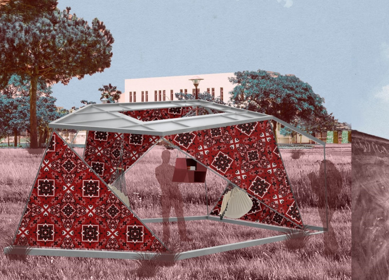 Goat Hair Fabric and Metal Framework Create Flexible Community Space With Cultural Roots