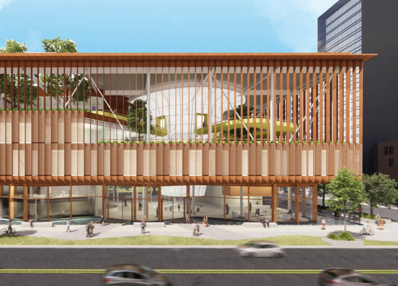 Hospice Facility Featuring Biophilic Design with Natural Wood Elements and Transparent Glass Walls