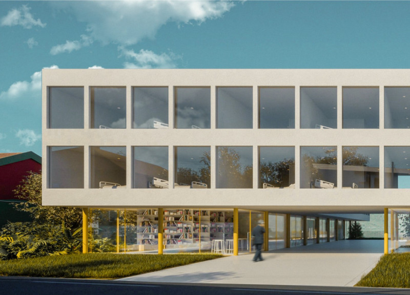 Thermal Insulated Community Space Elevated on Steel Columns With Polished Concrete Finishes  