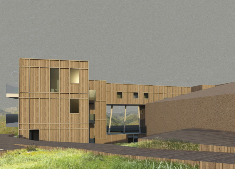 Charred Wood Shingles and Green Roofs in a Community-Centric Residential Design  