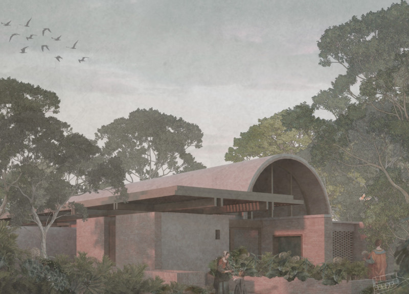 Rainwater Harvesting Vaults And Earth-Toned Clay Bricks in a Community-Focused Olive Grove Guest House