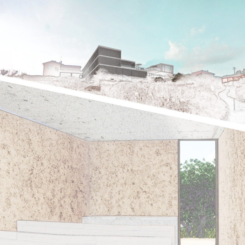 Breezeblock Community Hub With Lime Plaster Finish Emphasizing Connectivity And Nature