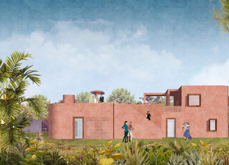 Ceramic Brick Façade and Olive Garden Landscape Enhance Sustainable Family Living