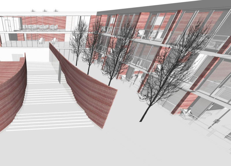 Charred Wooden Shingles and Glazed Cantilevers Enriching Community Spaces