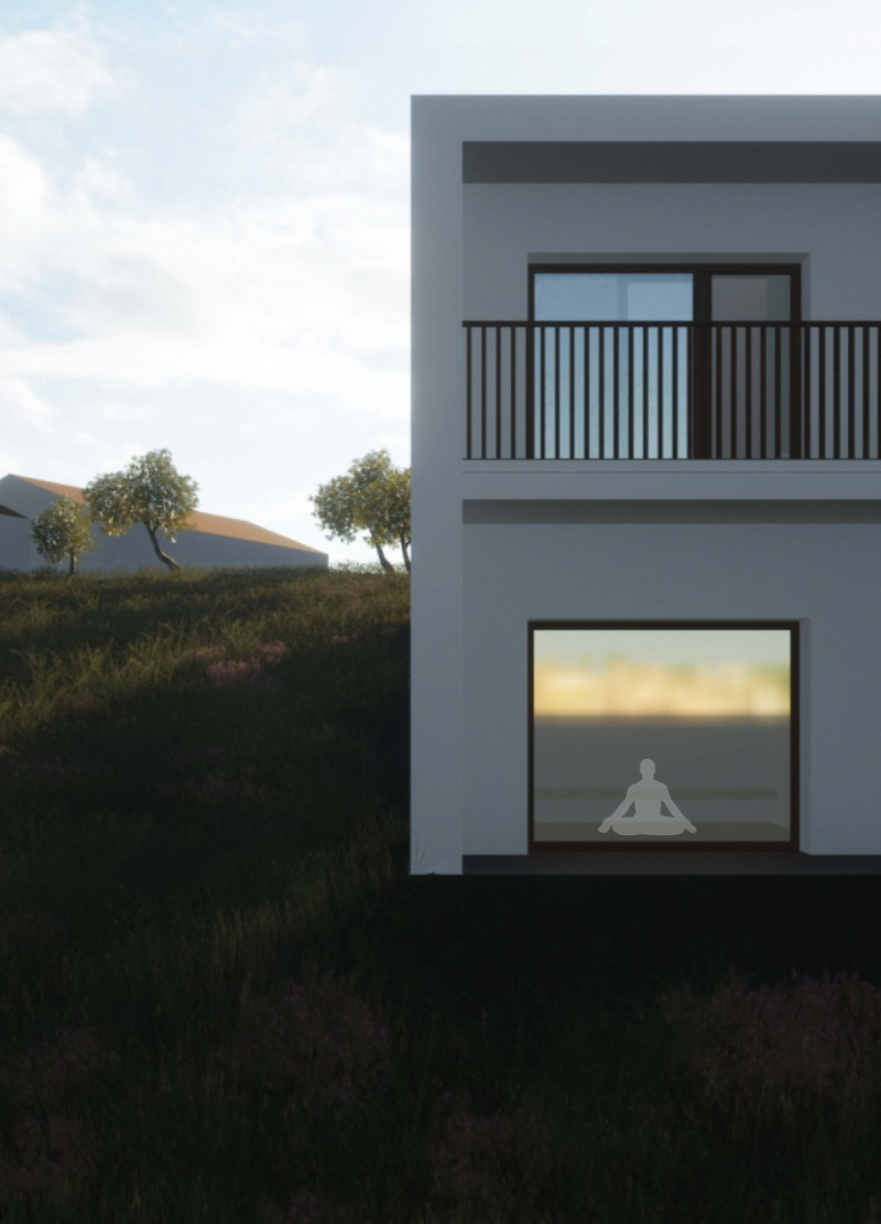 Guesthouse designed with terracotta tiles and sustainable wood in harmony with olive groves