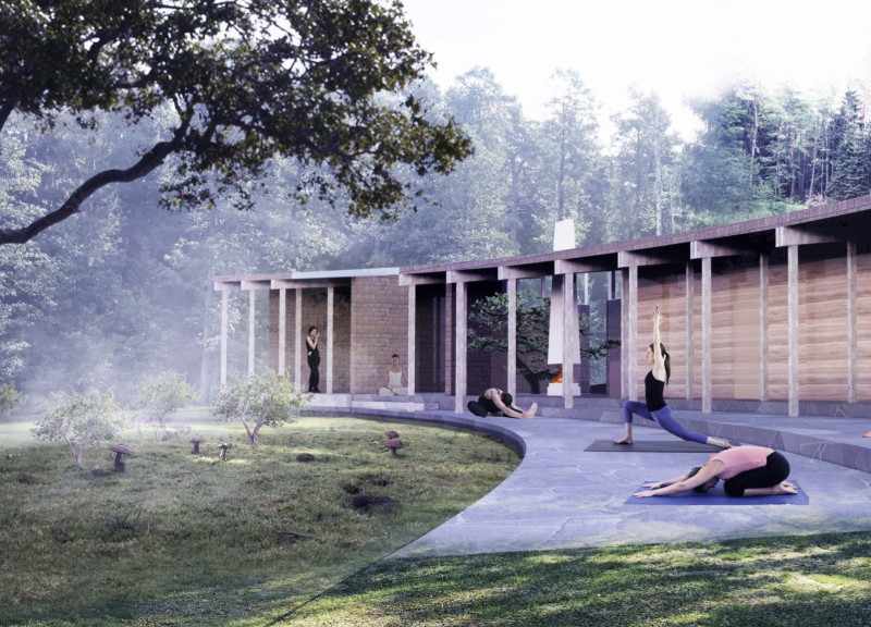 Rammed Earth Retreat Featuring High Windows and Natural Stone Integration for Mindful Practices