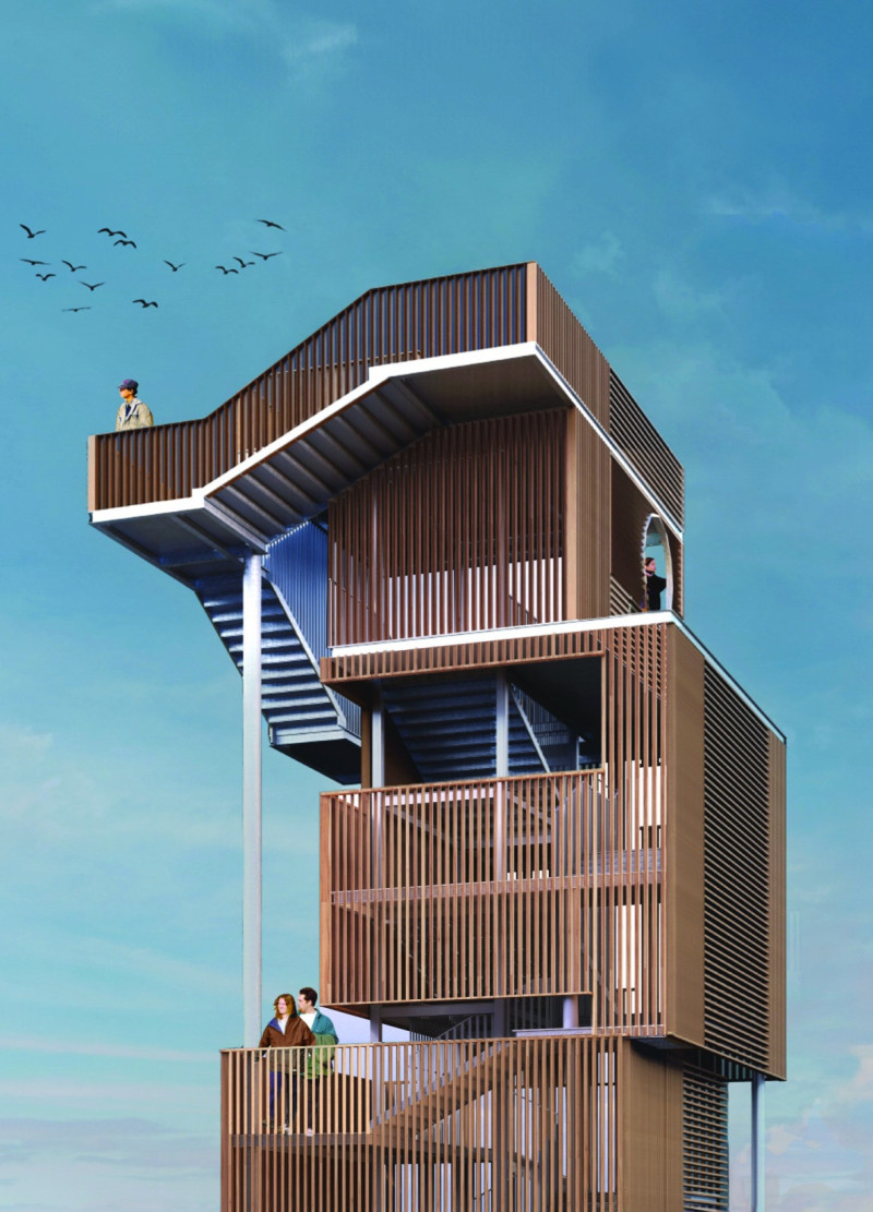 Charred Wooden Shingles and Modular Steel Create an Engaging Observation Tower Overlooking Silver Lake