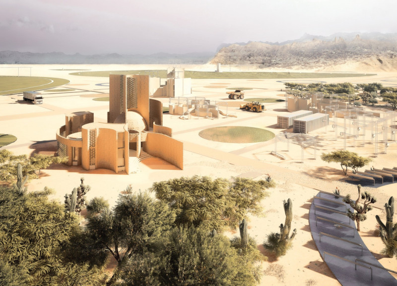3D-Printed Earth and Cross-Laminated Timber Create Sustainable Living Spaces in Arid Environments