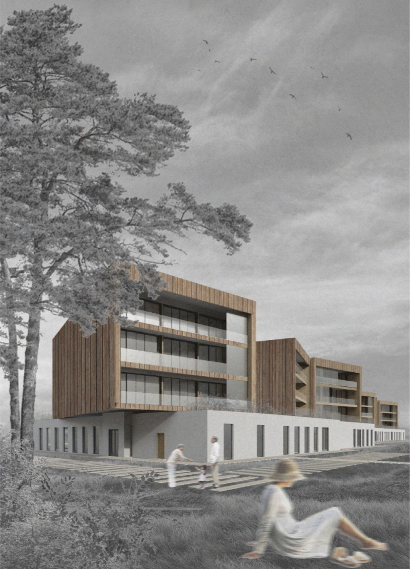 Charred Wooden Shingles and Cross-Laminated Timber Panels Enrich Coastal Senior Living Spaces  