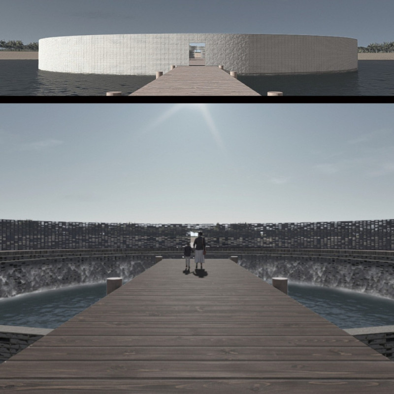 Thermoregulatory Pavilion of Charred Wood and Concrete Embracing Aquatic Ecosystems