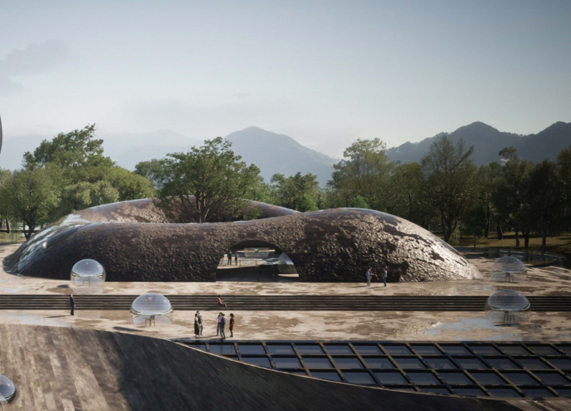 Cross-Laminated Timber and Charred Wood Form an Integrated Workspace in Nature  