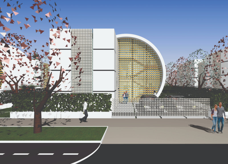 Curved Façade Enhanced by Fiberglass and Natural Light in Contemporary Family Living  