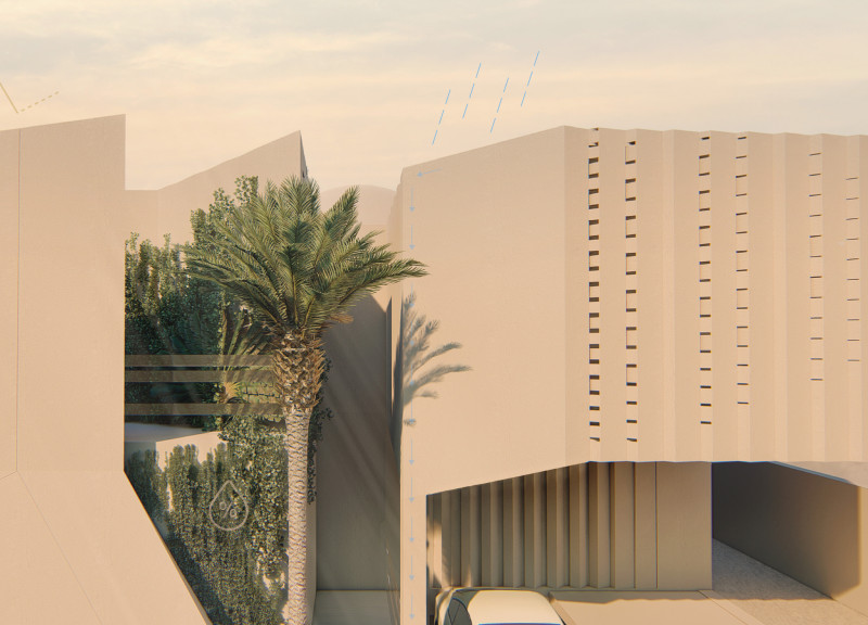 Windcatcher Design With Low Carbon Concrete and Natural Limestone for Sustainable Living  